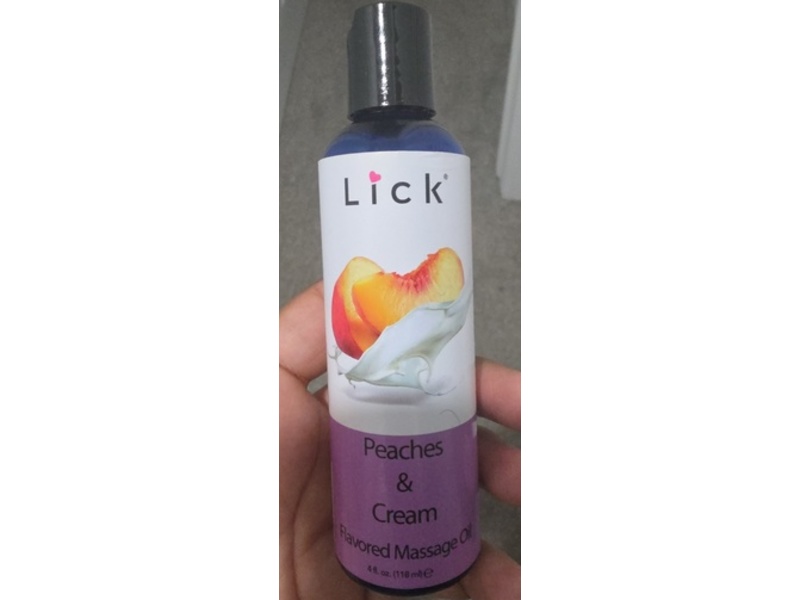 Lick Flavored Massage Oil, Peaches & Cream, 4 fl oz/118 mL