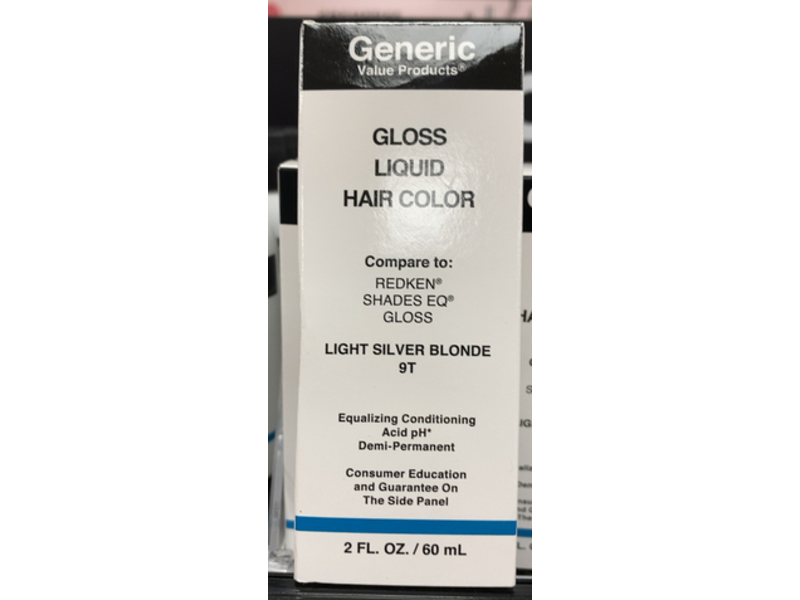 Generic Gloss Liquid Hair semi-Permanent Color, Light Silver Blonde 9T, 2 fl oz/60 mL