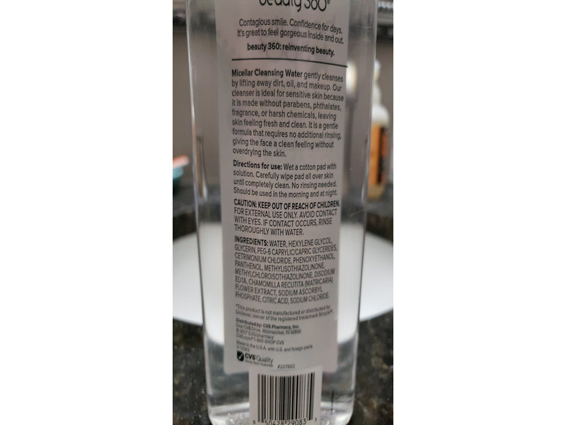 Cvs Pharmacy Beauty 360 Micellar Cleansing Water, 13.5 fl oz/400 mL
