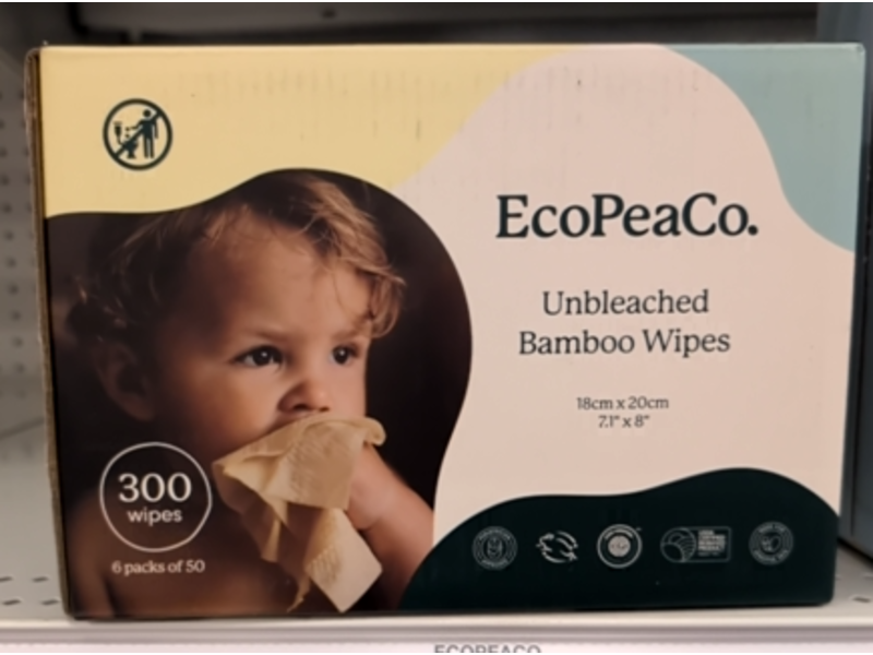 EcoPeaCo. Unbleached Bamboo Baby Wipes, 300 Count