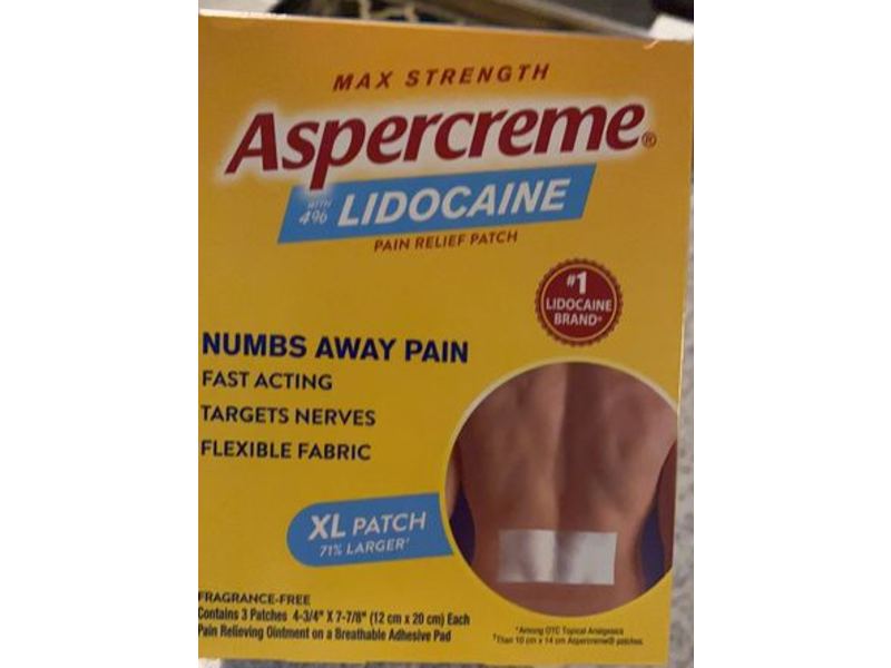 Aspercreme Max Strength Pain Relief Patch, 4% Lidocaine, XL Patch, 3 Count
