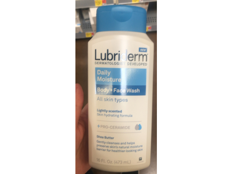 Lubriderm Daily Moisture Body + Face Wash, Shea Butter, 16 fl oz/473 mL