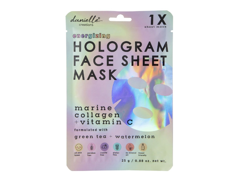 Danielle Creations Hologram Face Mask, Energizing, Green Tea + Watermelon, 0.88 oz/25 g