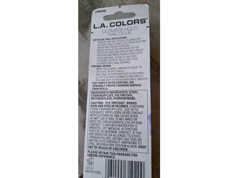 L.A. Colors Ultimate Hold Brush-On Nail Glue, Clear, 0.17 oz/5 g