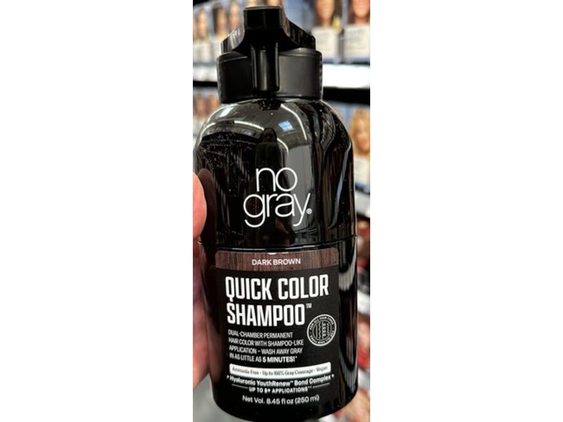No Gray Quick Permanent Hair Color Shampoo, Dark Brown, 8.45 fl oz/250 mL
