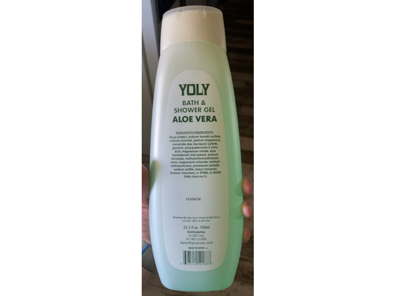 Yoly Refreshes & Rejuvenates Bath & Shower Gel, Aloe Vera, 25.3 fl oz/750 mL