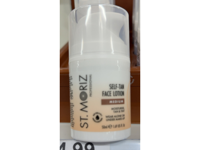St. Moriz Professional Self-Tan Face Lotion, Medium, 1.69 fl oz/50 mL