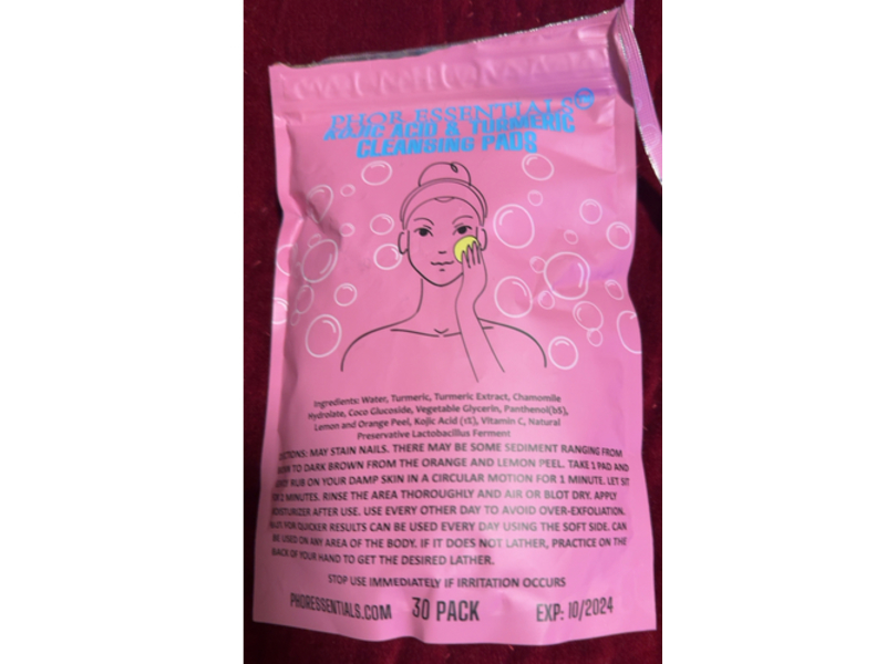 Phor Essentials Cleansing Pads, Kojic Acid & Turmeric, 30 Count