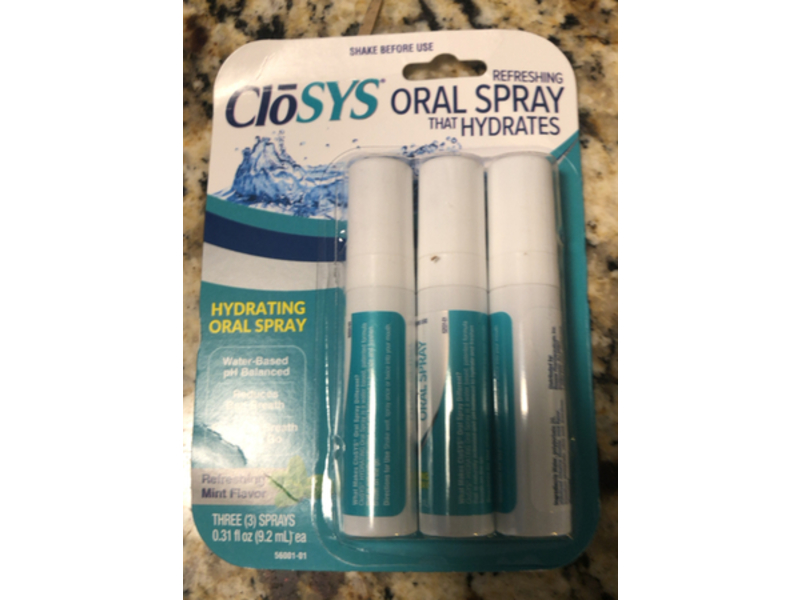 CloSYS Refreshing Oral Spray, Mint, 0.31 fl oz/9.2 mL, 3 Count