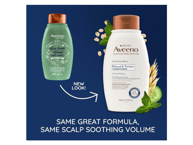 Aveeno Fresh Greens Blend Conditioner, Refresh & Thicken, 12 fl oz/354 mL