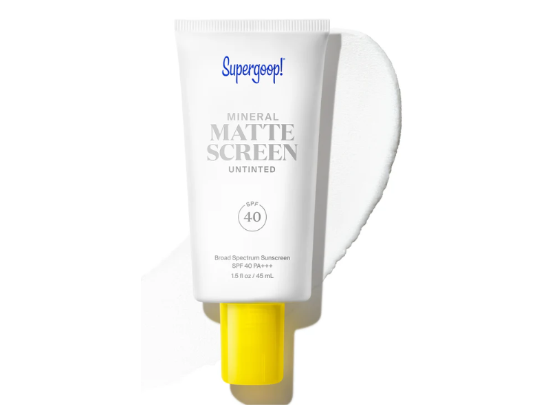 Supergoop Mineral Matte Screen Mattifying Face Sunscreen, Untinted SPF 40 PA+++, 1.5 fl oz/45 mL