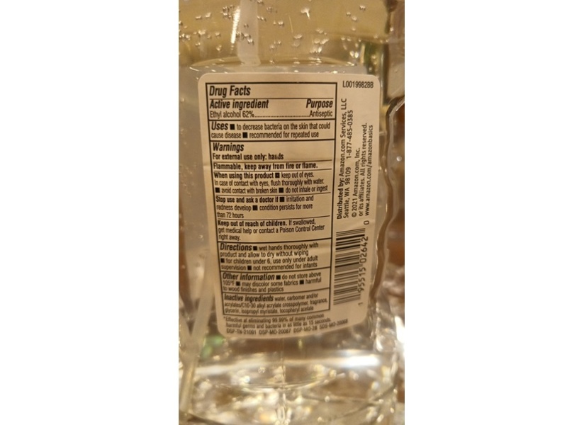 Amazon Basics Moisturizing Hand Sanitizer, Vitamin E, 67.6 fl oz/2 L