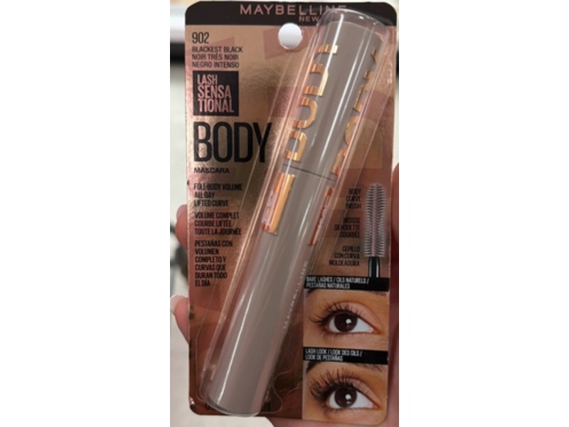 Maybelline New York Lash Sensational Body Washable Mascara, 902 Blackest Black, 0.24 fl oz