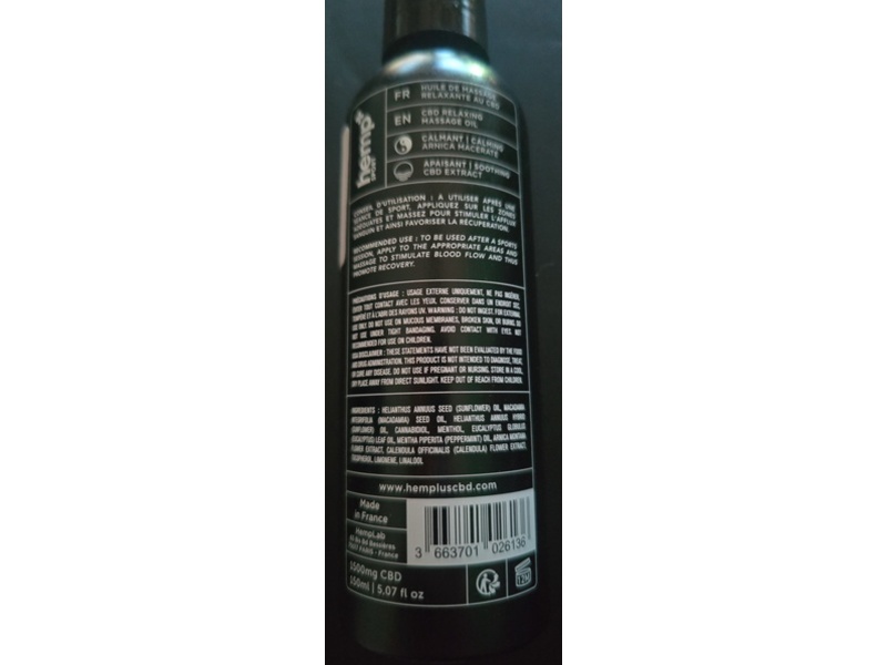 Hemp+ Relaxing Oil, Cbd, 5.07 fl oz/150 mL