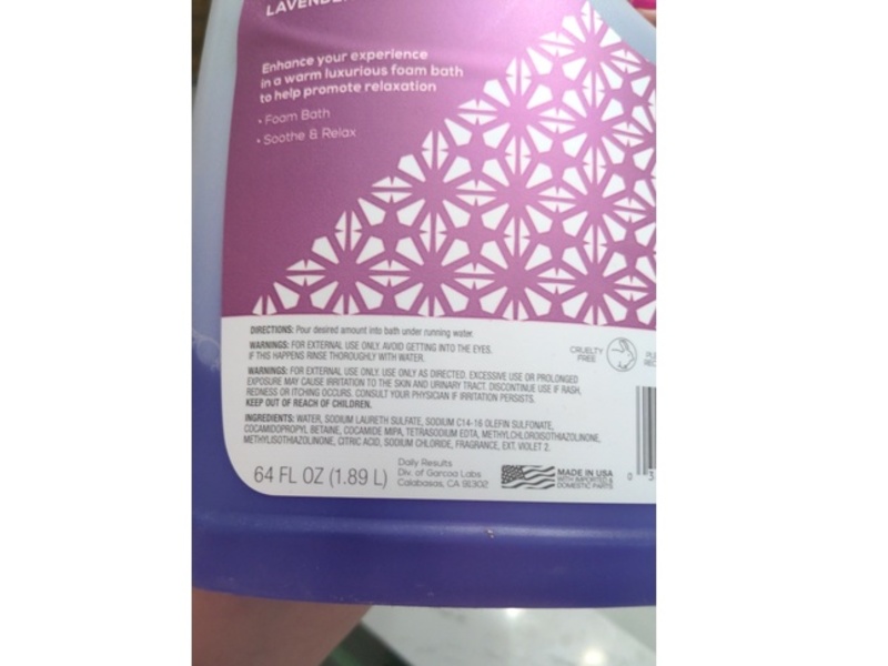 Daily Results Bubble Bath, Lavender, 64 fl oz/1.89 L