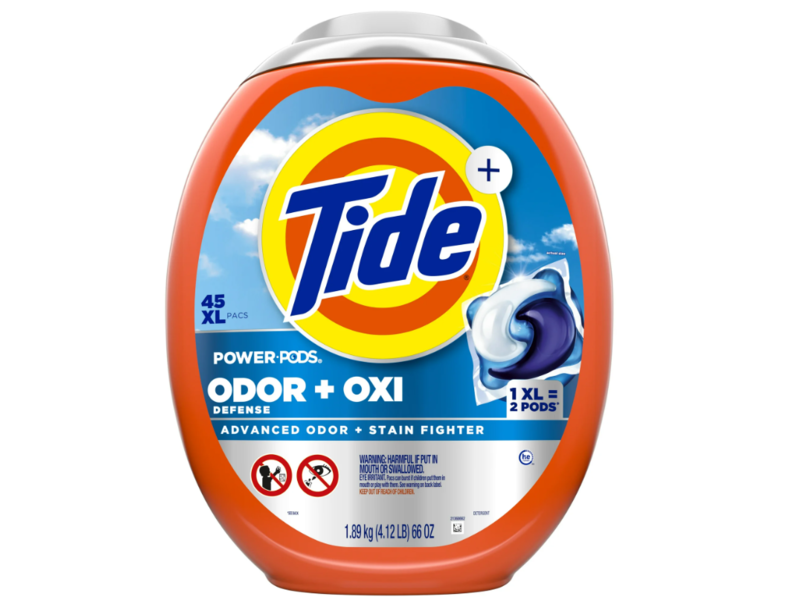 Tide Power Odor Defense + Oxi Laundry Detergent Pods, 66 oz/1.89 kg, 45 XL Pacs
