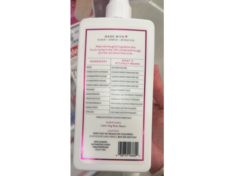 Native Hair Care Moisturizing Shampoo, Holiday GumDrop, 16.5 fl oz/487 mL