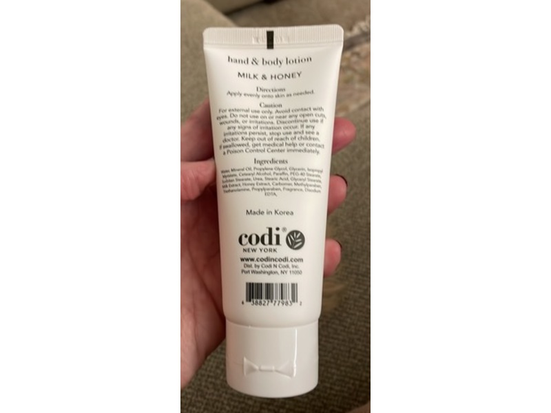 Codi New York Hand & Body Lotion, Milk & Honey, 3.3 fl oz/100 mL