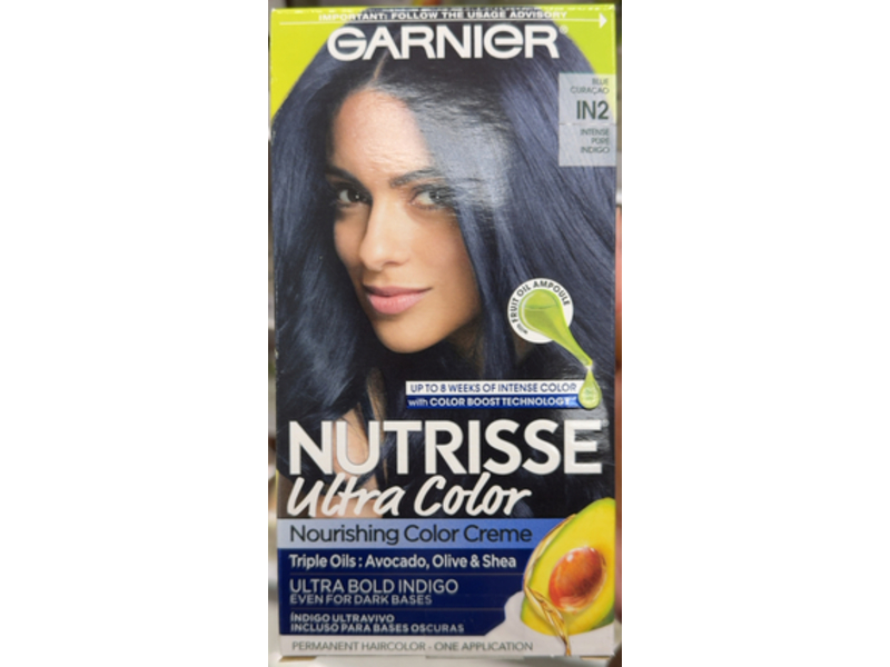 Garnier Nutrisse Ultra Nourishing Permanent Hair Color Creme, IN2 Blue Curaçao, 1 Application