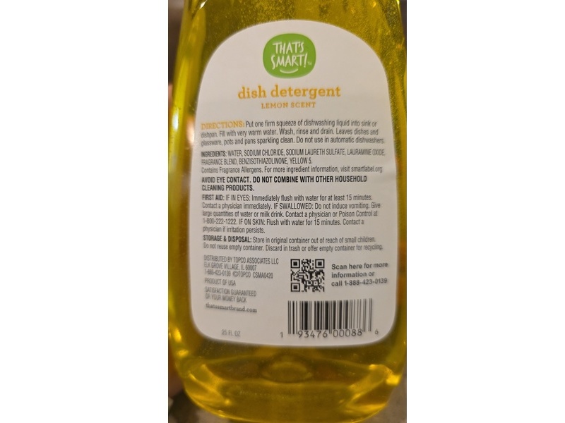 That's Smart Dish Detergent, Lemon Scent, 25 fl oz/739 mL