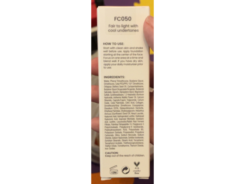 Joah Crystal Glow Primedation All-In-One Foundation, FC050, 1.01 fl oz/30 mL