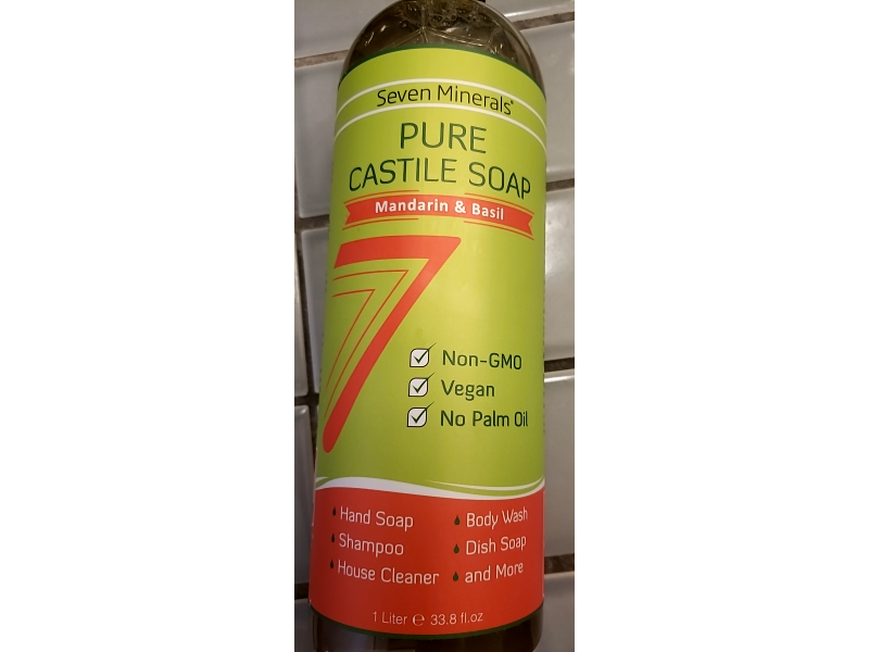 Seven Minerals Pure Castile Soap, Mandarin & Basil, 33.8 fl oz/1 L