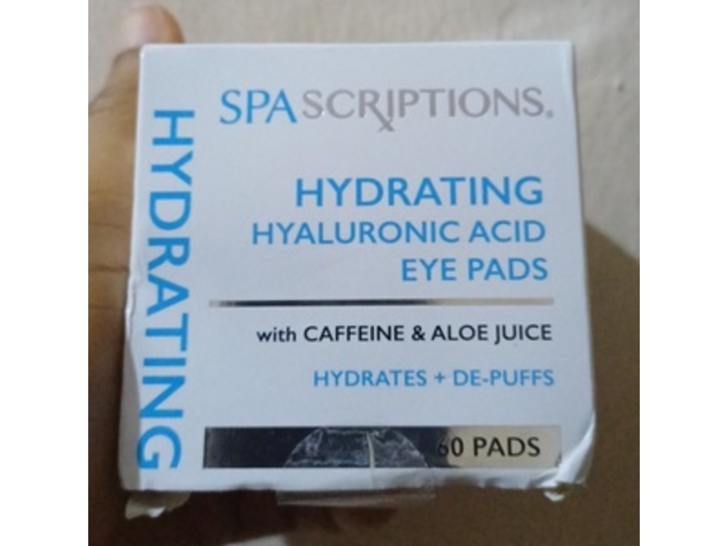 SpaScriptions Hydrating Eye Pads, Hyaluronic Acid + Caffeine + Aloe Juice, 60 Count