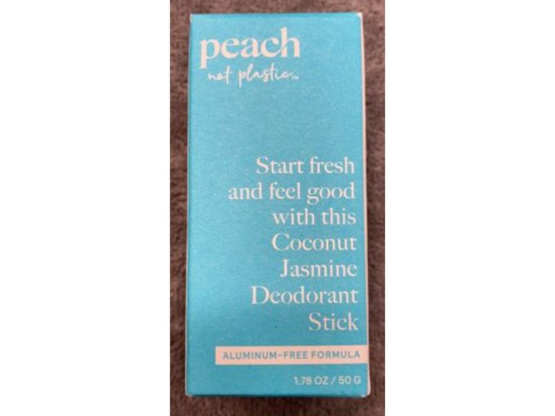Peach Not Plastic Deodorant Stick, Coconut Jasmine,1.78 oz/ 50 g
