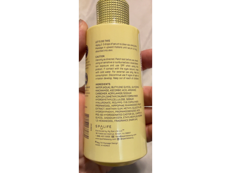 SpaLife Brighten Facial Serum, Vitamin C, 3.4 fl oz/100 mL