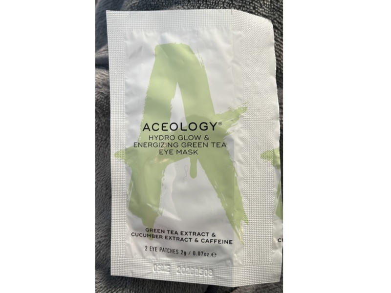 Aceology Hydro Glow & Energizing Green Tea Eye Mask, Green Tea & Cucumber Extract + Caffeine, 0.07 oz/2 g, 2 Pairs