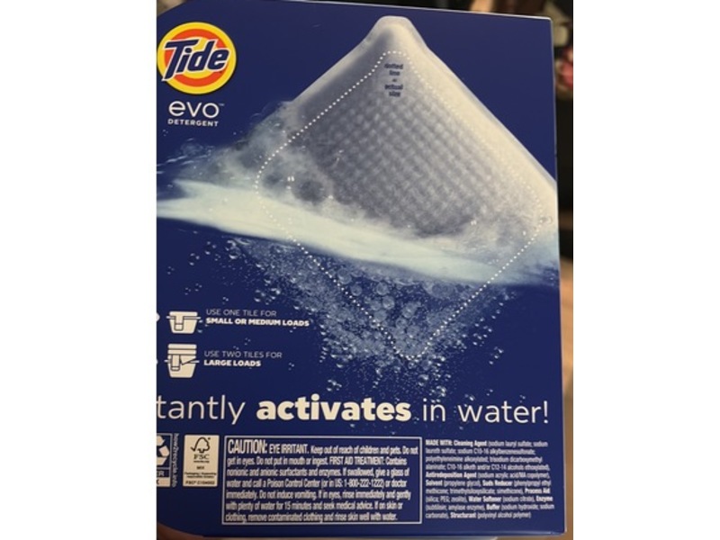 Tide Evo Detergent Laundry Tiles, Free & Gentle, 16 Loads, 14 Count