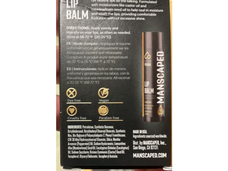 Manscaped Moisturizing & Softening Lip Balm, 0.45 oz/12.75 g, Count Of 3
