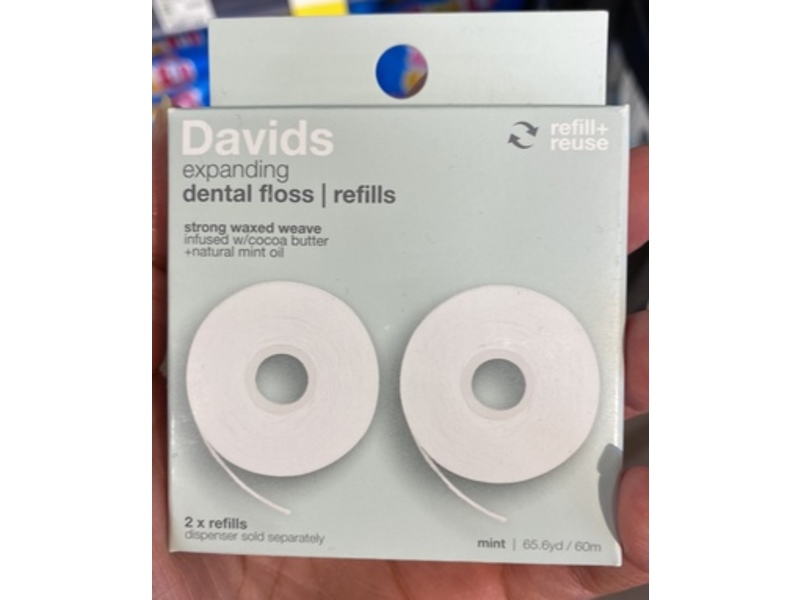 Davids Expanding Dental Floss Refills, Coco Butter+Mint Oil, 2 Count