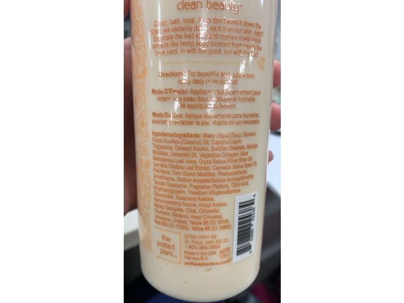 The Potted Plant Hemp Body Lotion, Tangerine Mochi, 16.9 fl oz/488 mL