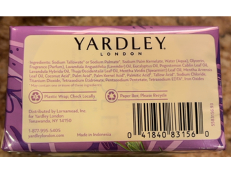 Yardley London Nourishing Bath Bars, English Lavender, 4 oz/113 g, 3 Count
