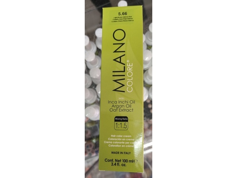 Milano Colore Hair Color Cream, 5.66 Light Brown Intense Red, 3.4 fl oz/100 mL
