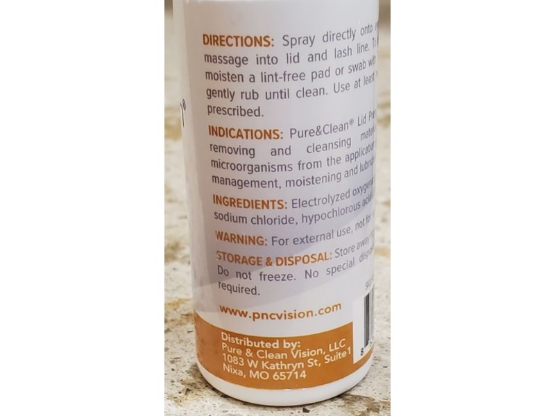 Pure and Clean Lid prep Liquid Spray, 2 fl oz/59 ml