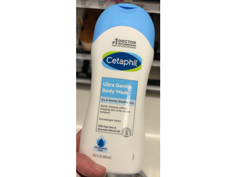 Cetaphil Ultra Gentle Body Wash, Dry to Normal, 16.9 fl oz/500 mL,Pack Of 3