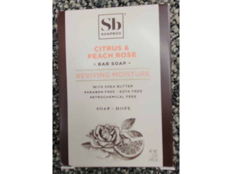 Soapbox Reviving Moisture Bar Soap, Citrus & Peach Rose, 5 oz/142 g, Pack Of 3