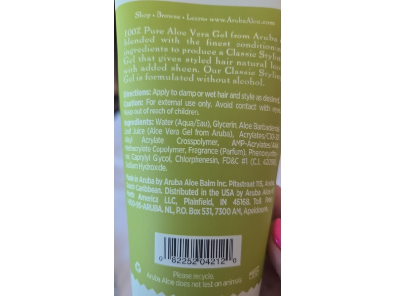 Aruba Aloe Classic Styling Gel, 6 fl oz/177 mL