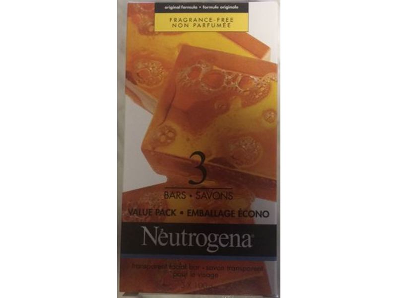 Neutrogena Transparent Facial Cleansing Bar, Fragrance Free, Pack Of 3