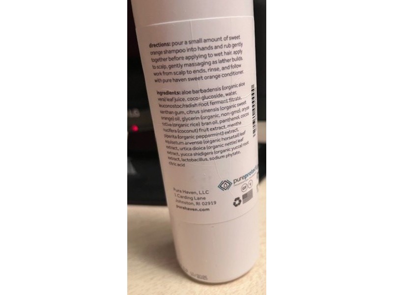 Purehaven Sweet Orange Shampoo Horsetail Peppermint, 8 oz/227 g