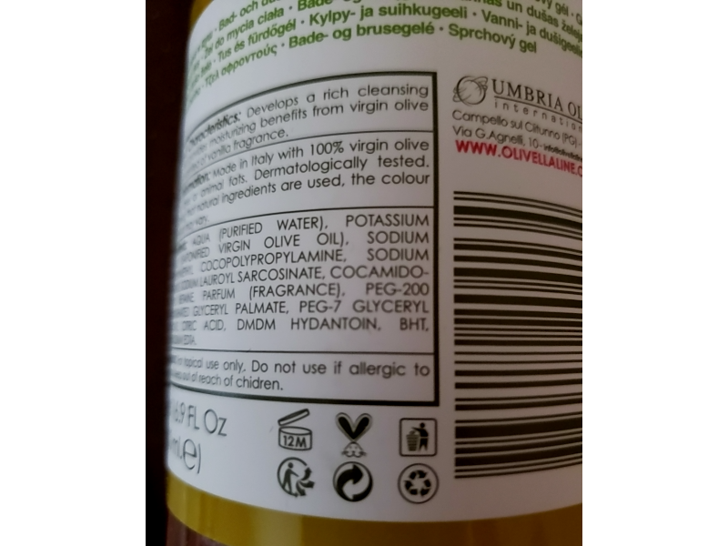 Olivella Bath and Shower Gel, Vanilla, 16.9 fl oz/500 mL