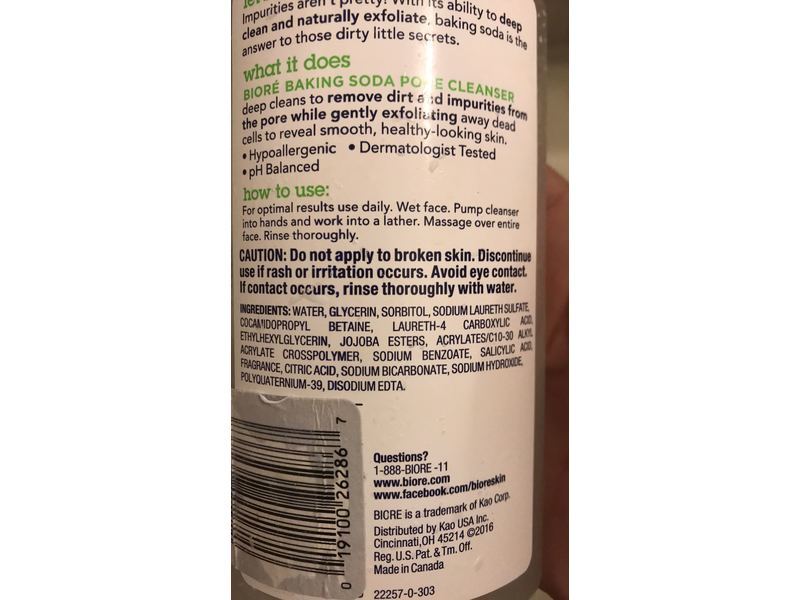 Biore Baking Soda Pore Cleanser, 6.77 fl oz (200 mL)