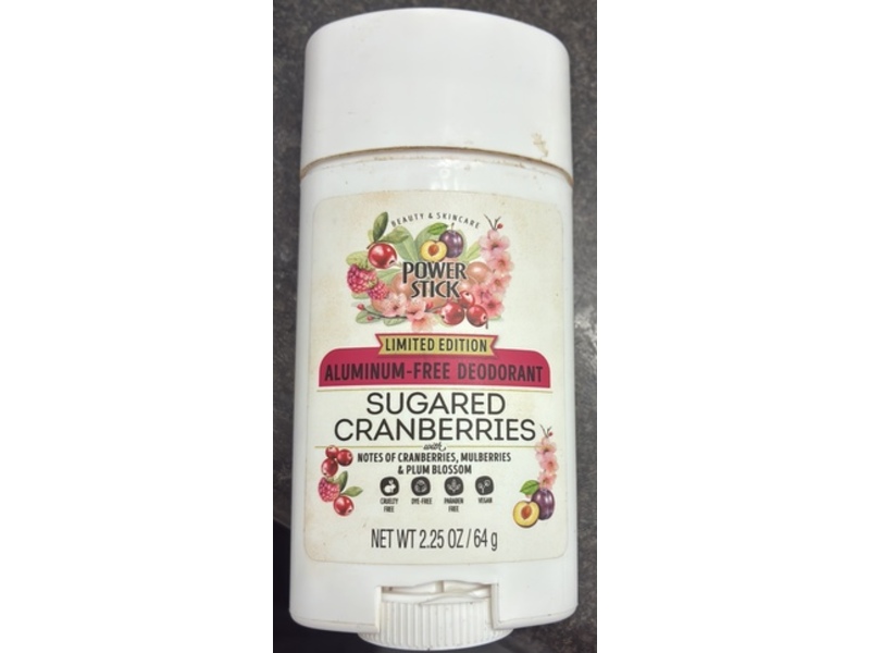 Beauty & Skincare Power Stick Deodorant, Sugared Cranberries, Aluminum Free, 2.25 oz/64 g