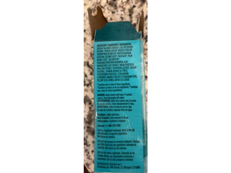 Zest Deodorant Bar Soap, Refreshing Aqua, 4 oz/113 g, 1 Count