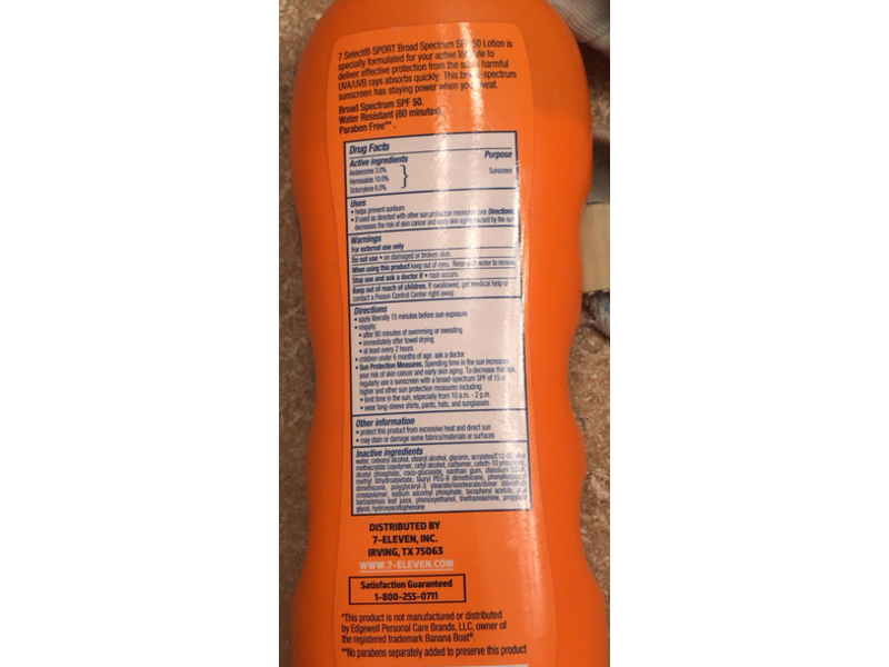 7 Eleven Sport Sunscreen Lotion, SPF 50, 8 fl oz/237 mL