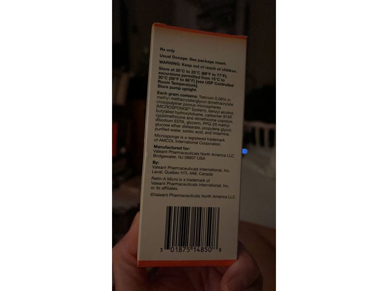 Retin-A (tretinoin) Micro Pump Gel Microsphere 0.08%, 50G Valeant Pharmaceuticals (RX)