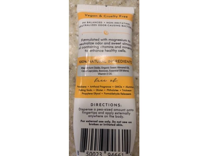 Just Ingredients Sweet Citrus Cream Deodorant, 2 oz