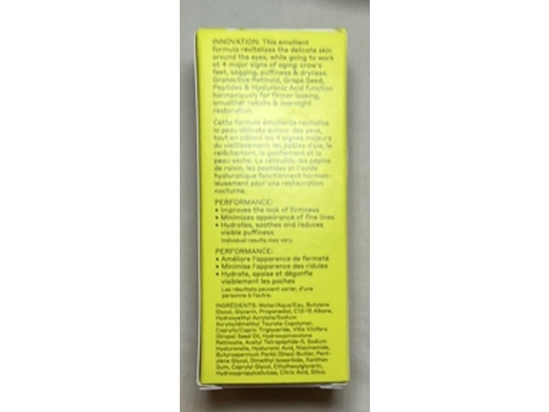 Volition Grenache Retinol Eye Cream, Peptides + Hyaluronic Acid, 0.5 fl oz/15 mL